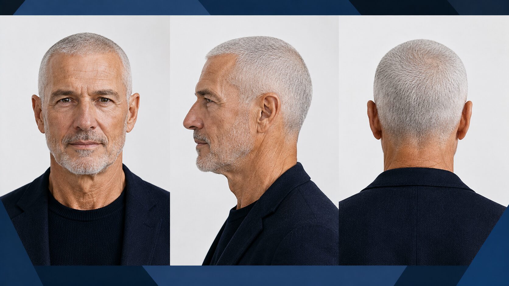 Igelschnitt (Buzz Cut) für Senioren mit grauem Haar