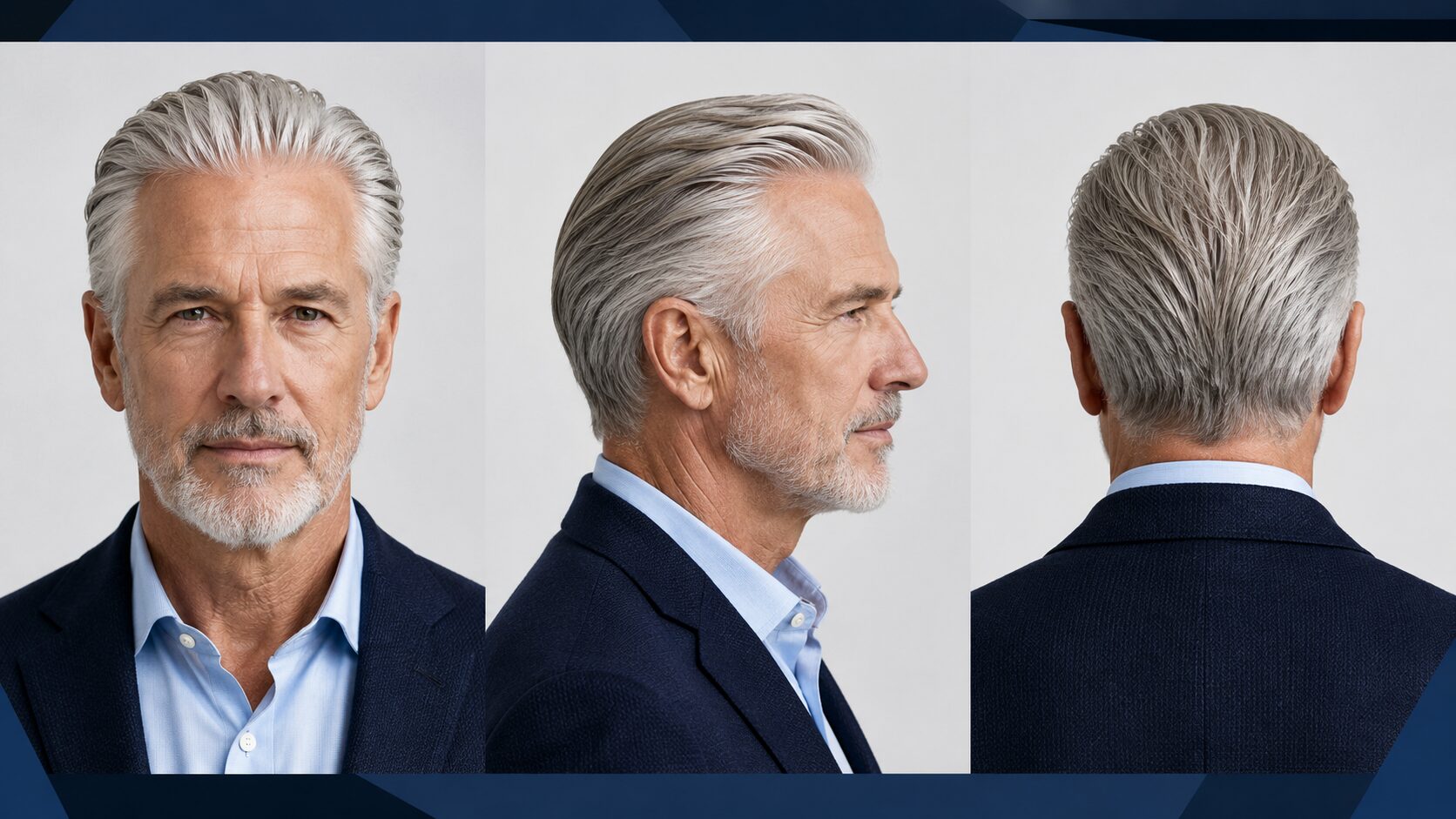 Slick Back für Männer mit silbergrauem Haar