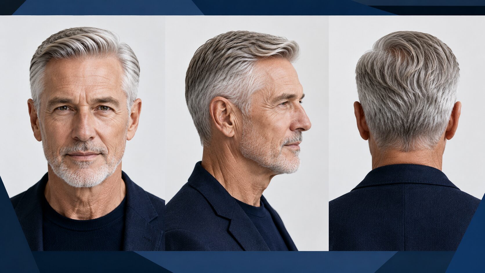 Klassischer Seitenscheitel für Männer mit grauen Haaren