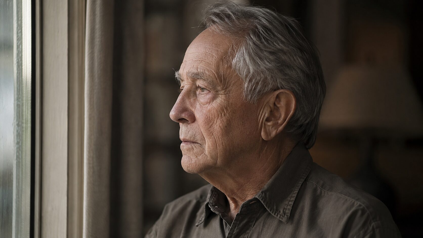 Älterer Mann mit maskenhaftem Gesichtsausdruck, typisch für die vermeintliche Sturheit bei Parkinson